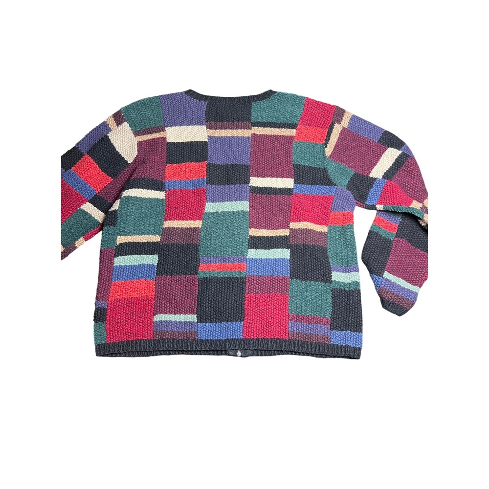 Talbots‎ Hand Knit Patchwork Zip Front Cardigan S… - image 4